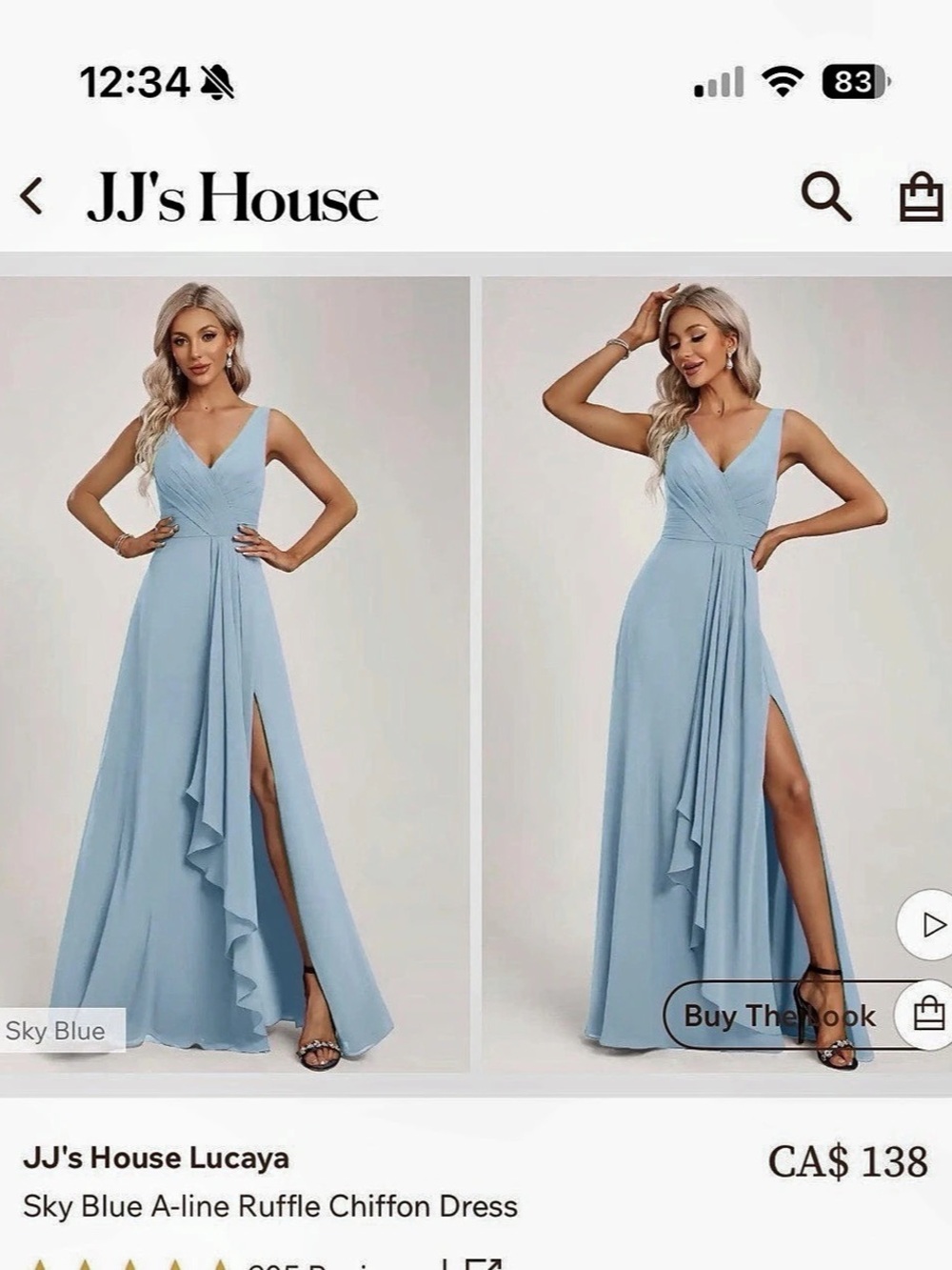 JJ's House Lucaya Sky Blue Ruffle Chiffon Maxi Dress Like New
